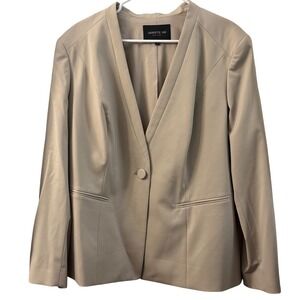 Lafayette 148 New York Beige Virgin Wool Button Blazer Jacket Women 16W Office